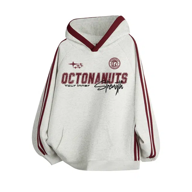 海底小纵队 美式复古潮男条纹织带拼接结构设计感长袖内搭时尚潮流显瘦宽松柔软舒适垂感痞帅简约日常通勤青春流行连帽套头卫衣 男女同款