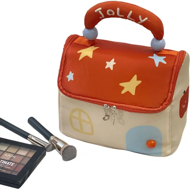 米甜兔多巴胺星星房子新款化妆包大容量便携化妆品收纳包创意手提洗漱包 收纳