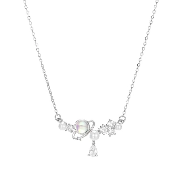 珂里 璀璨环月高级感冷淡风法式浪漫轻奢气质温柔典雅百搭小众甜美显白闪耀通勤锁骨链 琉璃 项链 女款