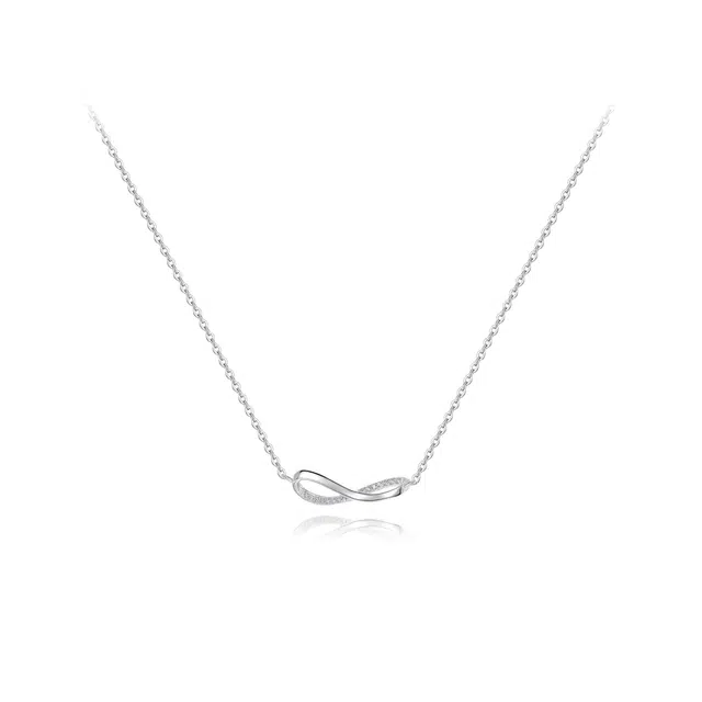 【S925银】 六桂福珠宝 莫比乌斯小众设计简约经典百搭精致日常高级感轻奢平安通勤温柔气质可调节锁骨链 锆石 项链 女款