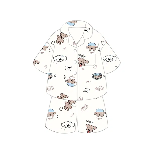 顶瓜瓜 夏季女简约可爱小狗满印设计家居服睡衣套装 女款