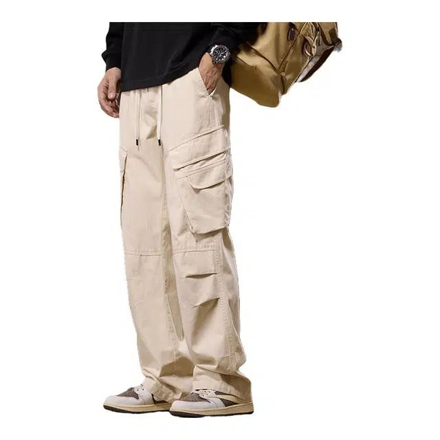 金盾 嘻哈阔腿工装裤潮牌多口袋宽松休闲裤 男款