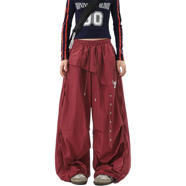 佐菲利 美式潮牌街舞速干夏季嘻哈爵士舞阔腿运动裤设计感休闲伞兵裤工装裤 男女同款