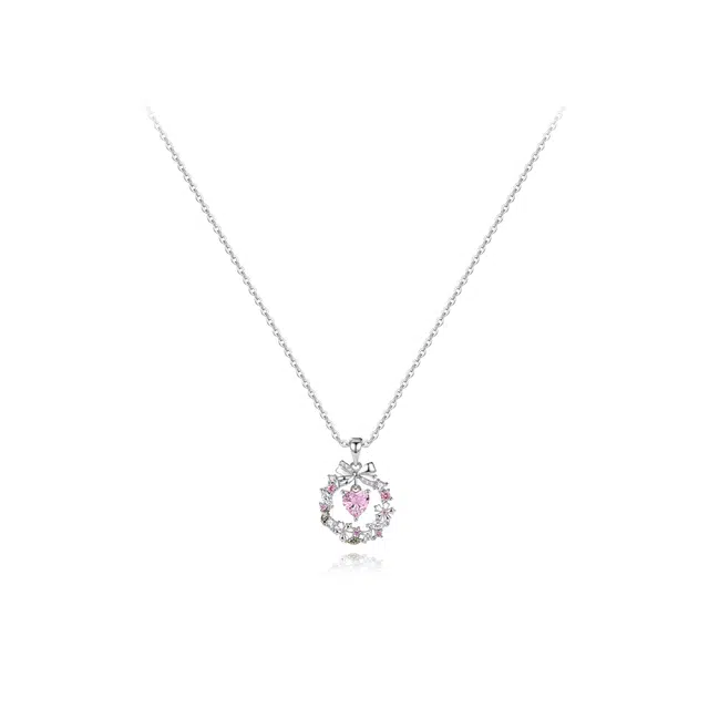 【S925银】 六桂福珠宝 爱心 小众设计简约经典百搭精致学生日常高级感轻奢平安通勤温柔气质约会可调节 锆石 项链 女款