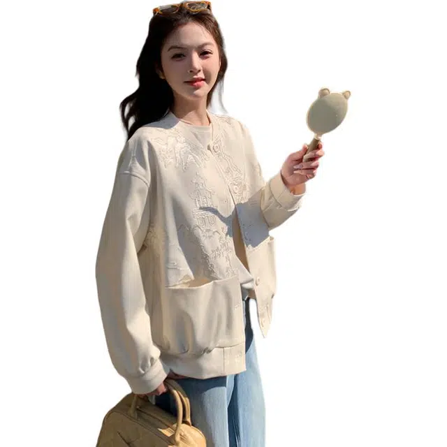 稻草人 新中式轻国风棒球服好看别致夹克外套 女款