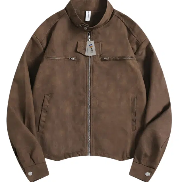 地界二 美式复古短款机车服垫肩高级感痞帅百搭情侣外套夹克 男款