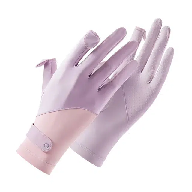 雅鹿优选 骑行防晒透气冰感吸湿速干防紫外线防滑露两指可触屏 聚酯纤维 手套 女款