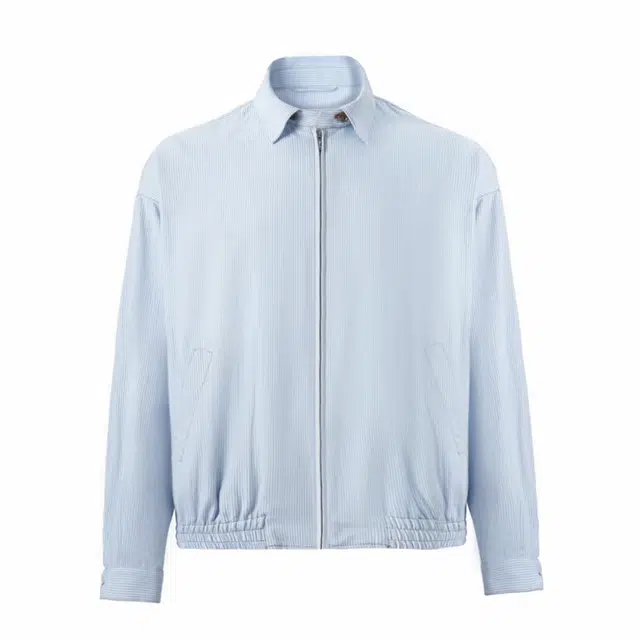 艾梵斯贝 美式复古潮流高级感欧若风蓝白条纹翻领简约设计感老钱风气质日常通勤百搭休闲商务夹克 男款