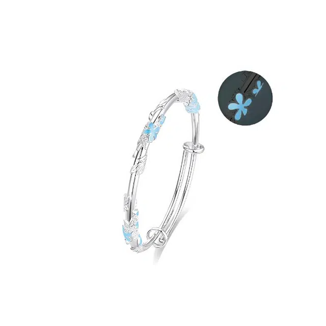 【招财夜光蝴蝶】 梵星饰季 繁花似锦 新中式国潮风轻奢小众发光设计高级感 推拉可调节 精致礼盒装 日常通勤百搭#好运 合金 手镯 女款