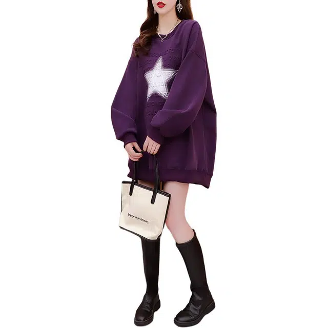 沐晓欣 美式复古圆领宽松设计感百搭上衣卫衣 女款