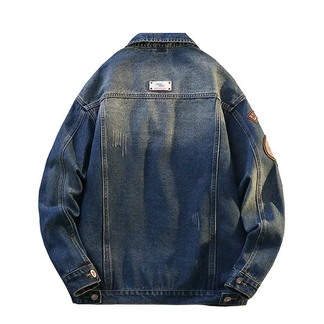 佐菲利 美式复古街头宽松设计感潮流牛仔外套 男女同款