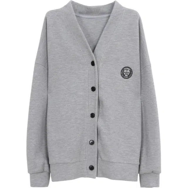 柏黛妃 珠地复合刺绣开衫外套长袖上衣潮大码女装卫衣 女款