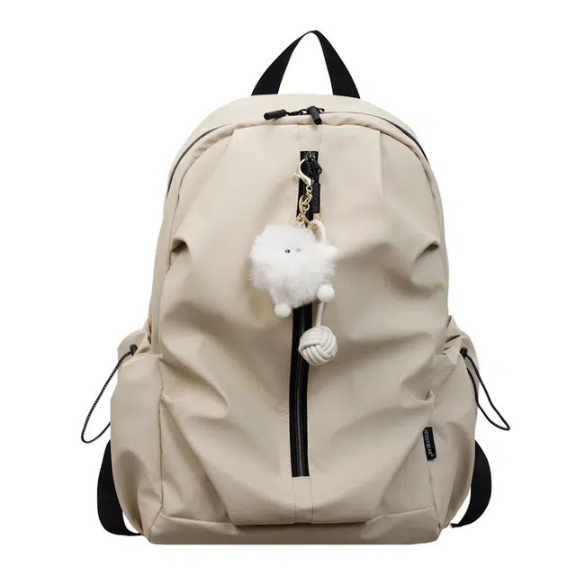 巴朗熊 纯色设计时尚潮流大容量简约 皮膜 双肩包 男女同款情侣款 多色