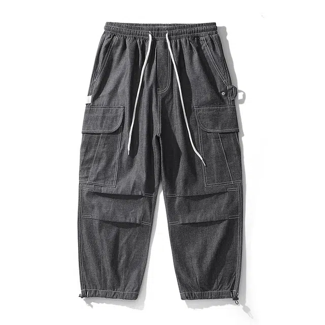 金盾 潮流宽松直筒高街撞色线休闲裤 男款