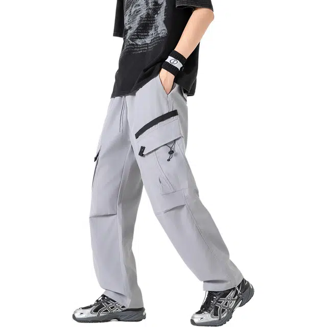 地界二 美式复古潮流多功能运动休闲工装裤 男女同款