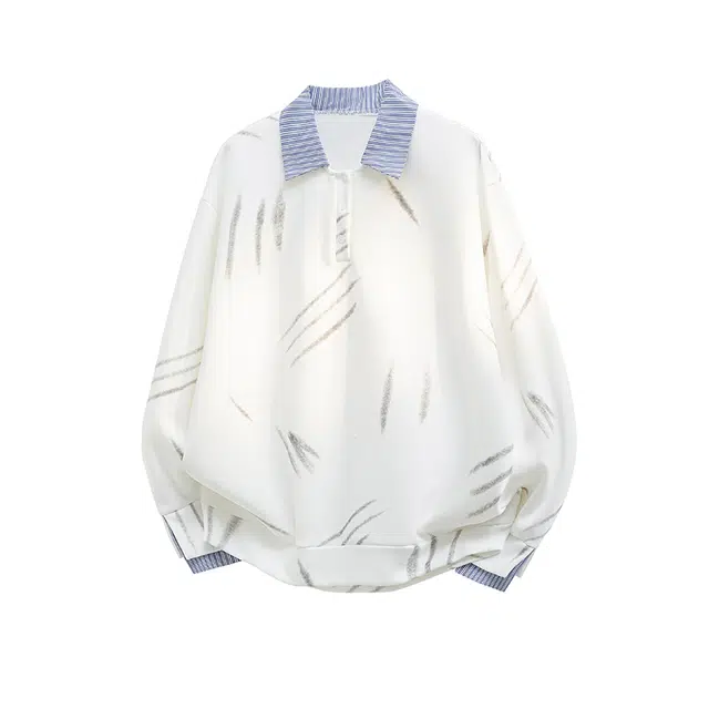 太子龍 猫爪学院风假两件痞帅衬衫领长袖卫衣 男款