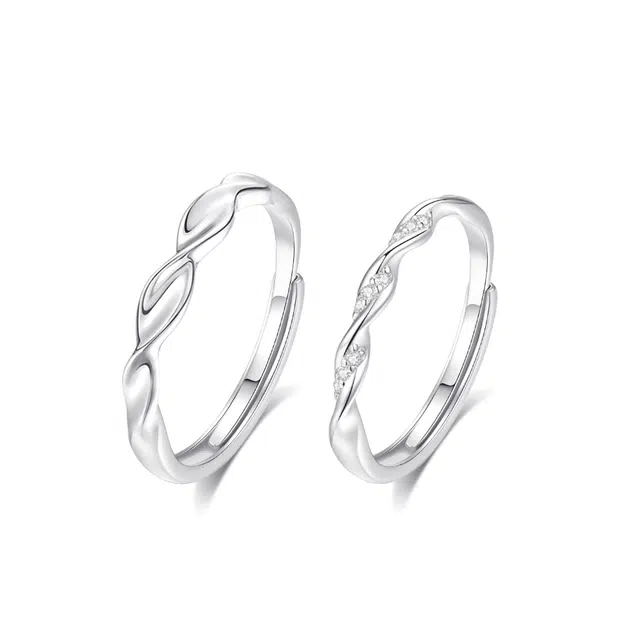 【999足银纯银 莫比乌斯】 福韵金 六桂福珠宝 告白爱意无限轻奢高级简约璀璨闪耀甜蜜约会百搭 银 戒指 男女同款情侣款