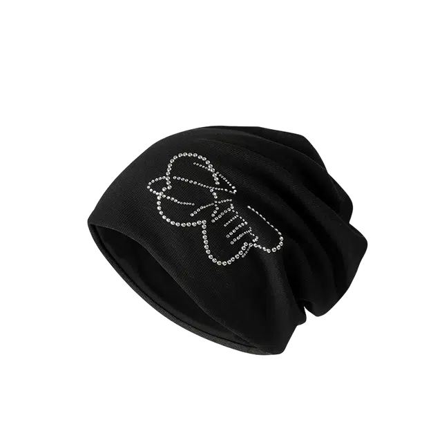 氧气樱桃 韩版烫钻双层保暖护耳大头围套头冷帽 棉 堆堆帽 男女同款情侣款