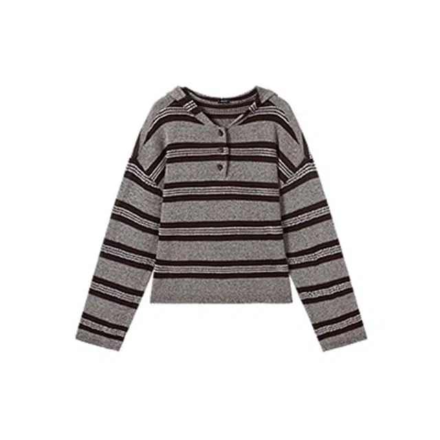 潞优野 时尚舒适通勤简约条纹针织衫 女款