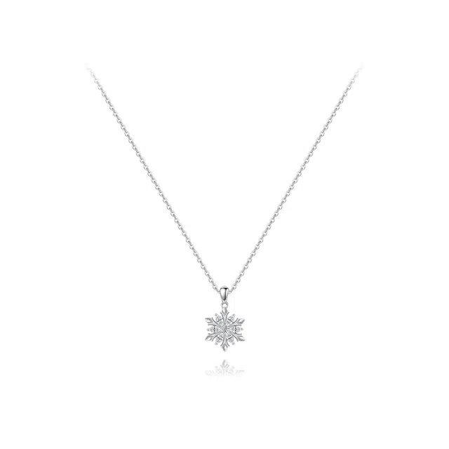 【纯银999 | 雪花】 六桂福珠宝 经典百搭小众设计极简轻奢约会高级感日常精致简约通勤温柔气质可调节锁骨链 足银 项链 女款