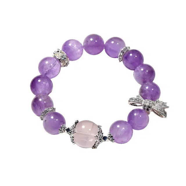 全年红 薰衣草紫晶时尚微镶蝴蝶结#好运 紫水晶 手串 女款