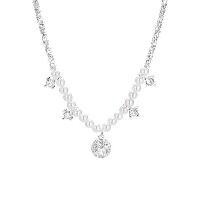 珂里 星点银烁高级感转运珠锁骨链设计感小众温柔气质显白通勤穿搭#好运 合成立方氧化锆 项链 女款