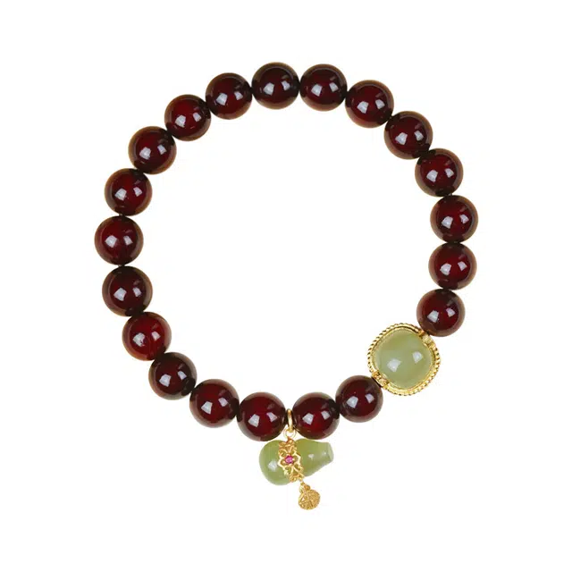 芳缘小傅 文玩佛珠本命年一帆风顺吉祥如意旺桃花财源广进平安顺遂玉葫芦 #好运 紫檀属 手串 男女同款情侣款