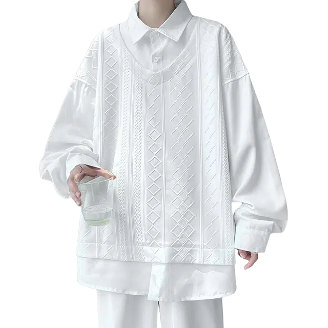 太子龍 假两件宽松翻领百搭长袖卫衣 男款