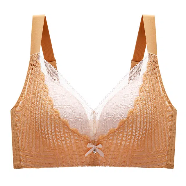 慕梵度 性感蕾丝全罩杯大码内衣女防下垂收副乳大胸显小聚拢无钢圈调整型亲肤透气文胸 女款