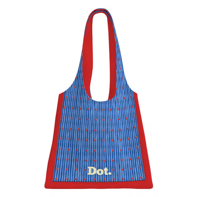 奥松 草莓波点韩系慵懒风上班通勤百搭 绒面科技布 托特包手提单肩包 常规 女款 蓝色