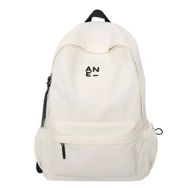 南潇湘 开学书包韩系高颜值女高中生大学生美式时尚百搭大容量背包 尼龙 双肩包 常规 男女同款情侣款 白色/卡其色/黑色/灰色/浅蓝色
