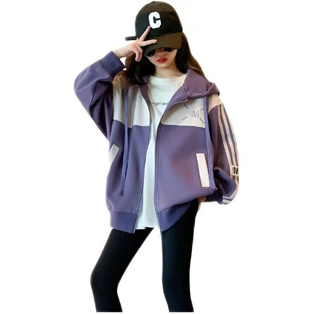 木木兔卫衣 潮流青春时尚 女童外套   宽松舒适柔软 连帽休闲百搭 女孩学院风  中大童个性