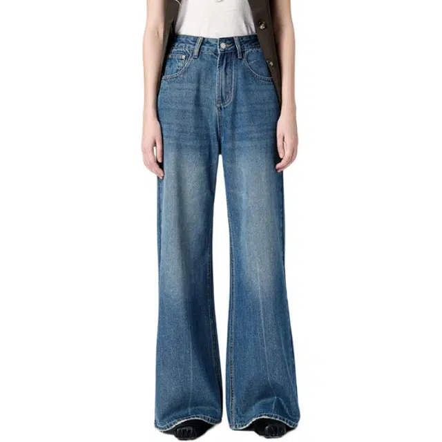 淑好百 宽松显瘦直筒高腰牛仔裤 女款