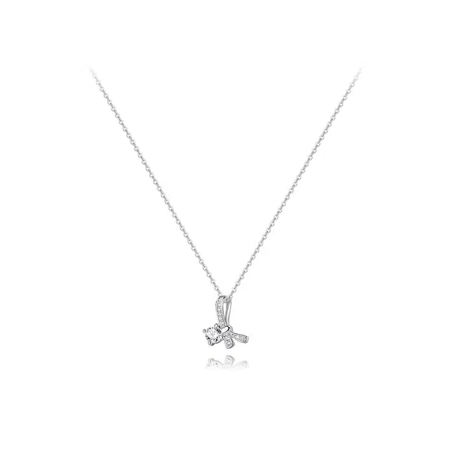 【纯银999 | 蝴蝶结】 六桂福珠宝 经典百搭小众设计极简轻奢高级感日常精致简约通勤温柔气质可调节锁骨链#好运 足银 项链 女款