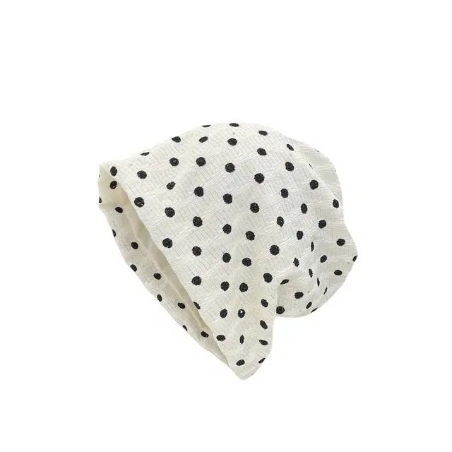 艾佳微 波点云朵春夏季复古百搭显脸小 棉 包头帽 男女同款情侣款