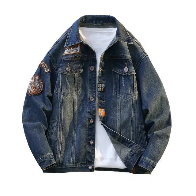 佐菲利 美式复古街头宽松设计感潮流牛仔外套 男女同款