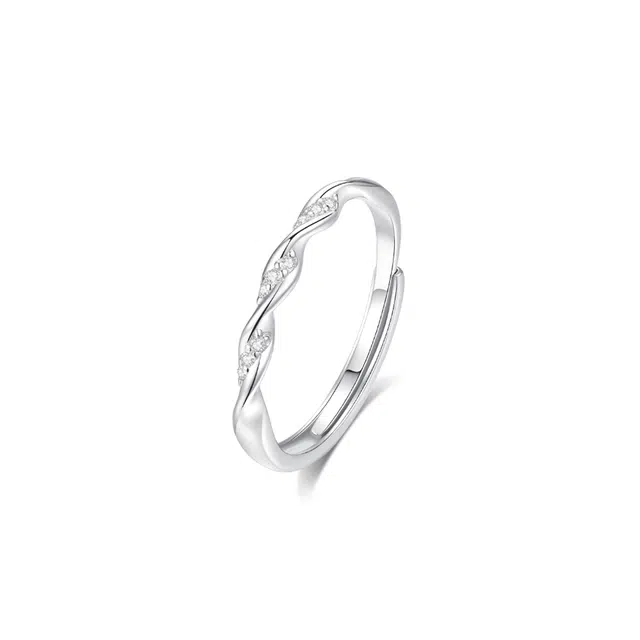 【999足银纯银 莫比乌斯】 福韵金 六桂福珠宝 告白爱意无限轻奢高级简约璀璨闪耀甜蜜约会百搭 银 戒指 男女同款情侣款