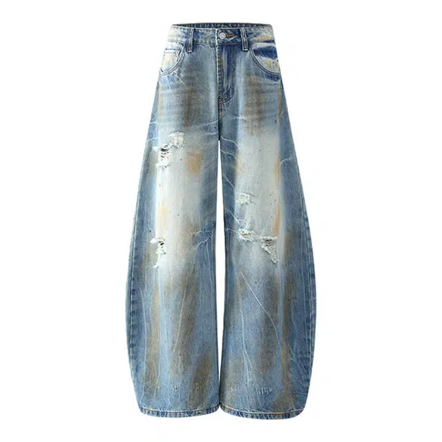 金盾 美式闪电水洗弯刀时尚简约百搭牛仔裤 男女同款