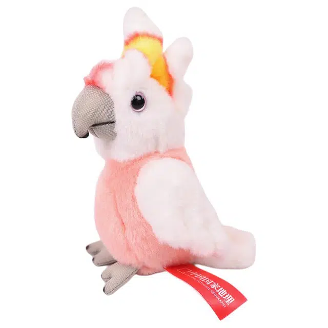 中国国家地理 凤头鹦鹉造型时尚可爱 涤纶（聚酯纤维） 包挂件包周边 男女同款情侣款 白色拼粉色