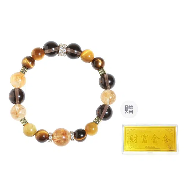翡翠王朝 财富进宝 财运亨通#好运天然 黄水晶 手串 男女同款情侣款