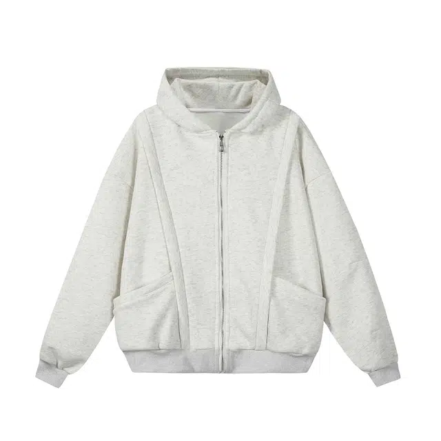 艾梵斯贝 美式复古潮流拼接解构简约设计款无性别主义高街风潮酷学院日常通勤百搭高级感休闲开衫卫衣 男女同款