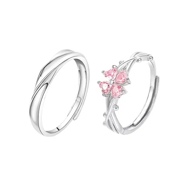 希遇 幸运之恋四叶草 森系风简约气质高级感 小众高颜值独特浪漫创意 清新百搭交织爱意 合金 戒指 男女同款情侣款