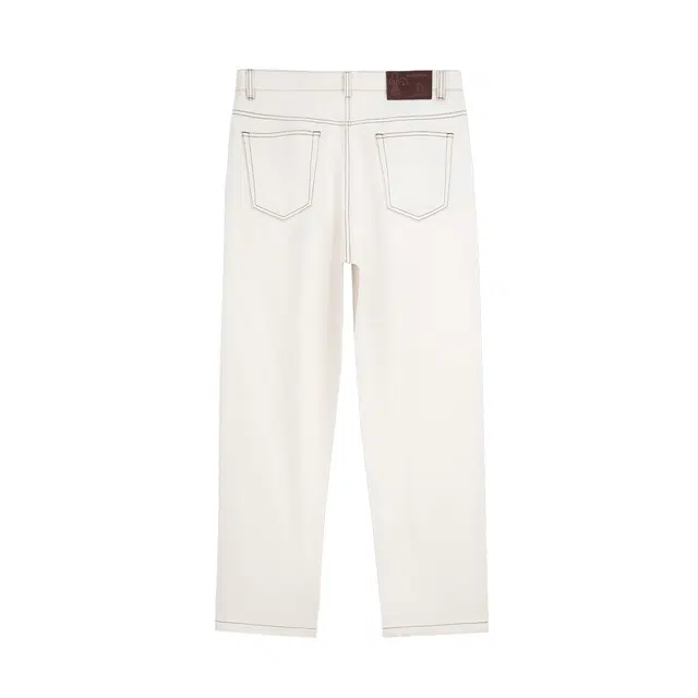 丹宁哲学 高档复古胚白色纯棉 秋季男士合体直筒牛仔裤 男款