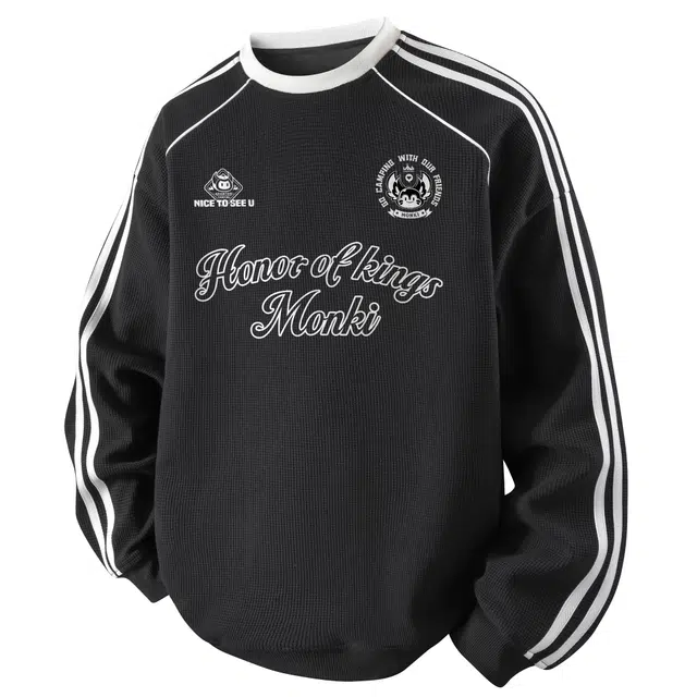 王者荣耀 梦奇款 美式街头复古学院风舒适休闲百搭缝线经典撞色织带设计长袖圆领套头卫衣 男女同款