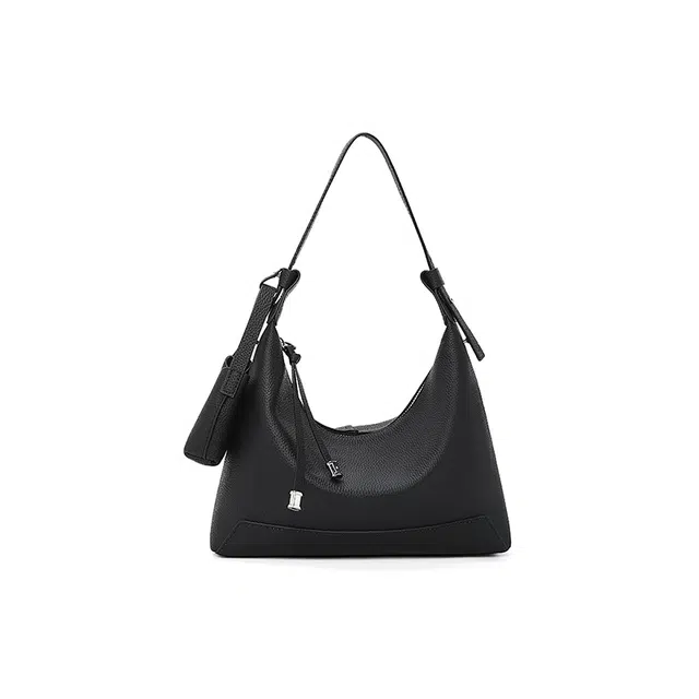 老人头 时尚简约百搭通勤高级感 牛皮 斜挎单肩包 常规 女款 黑色/焦糖色