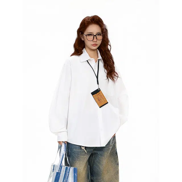 冈哉  美式基础款口袋纯色简约袖秋款垂感痞帅宽松开衫外套少年感舒适打底内搭叠穿衬衫 男女同款