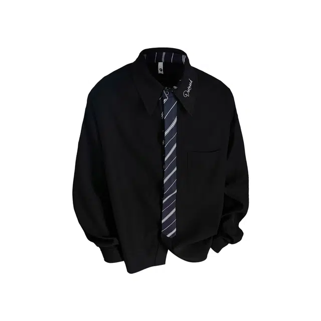 普鲁士多特蒙德 系复古假领带袖痞帅高级感衬衫 男女同款