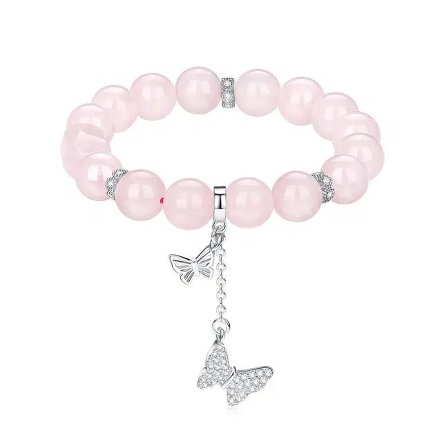 【旺人缘】 七可 蝴蝶 甜美可爱荔枝冻 梦幻粉早日脱单能量磁场转运 #好运天然 粉水晶 手串 女款