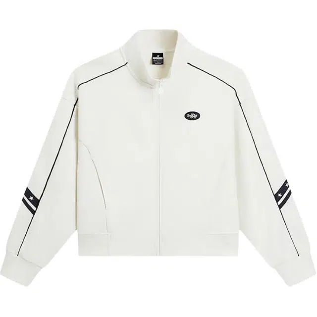 特步 休闲立领拼色百搭短款宽松夹克外套 女款