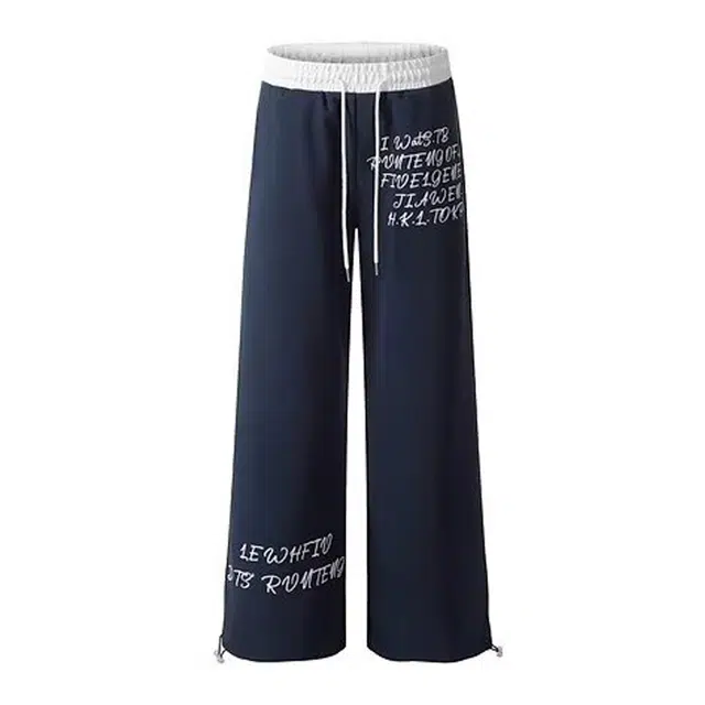 艾梵斯贝 美式复古潮流高级感字母印花撞色拼接小众设计感无性别主义潮酷街头街舞高街风日常通勤百搭宽松阔腿休闲裤 男女同款
